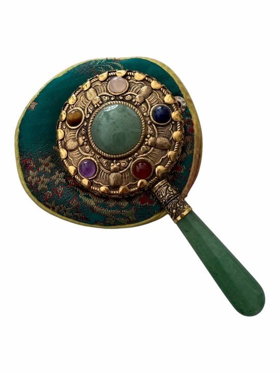 Vintage Other - Vintage Green Multi-Stone Decorative Hand Mirror - Vintage